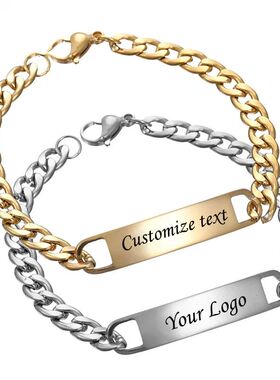 Simple Customized Name Logo Text Men 18k Gold PVD Stainless