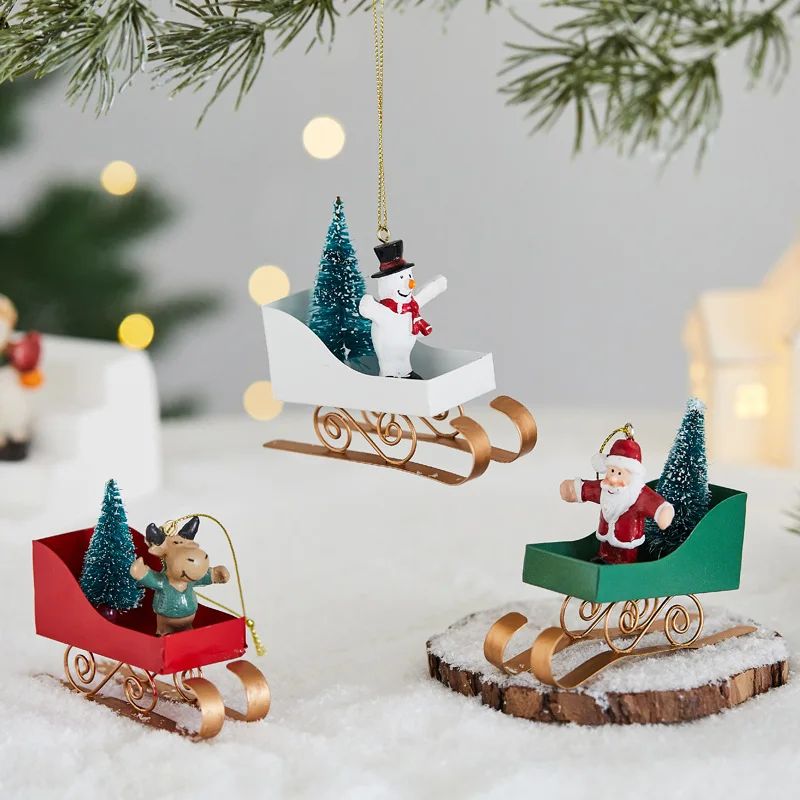 1pcs Chistmas Ion Sleigh Decoations Xmas e Hanging Onaments