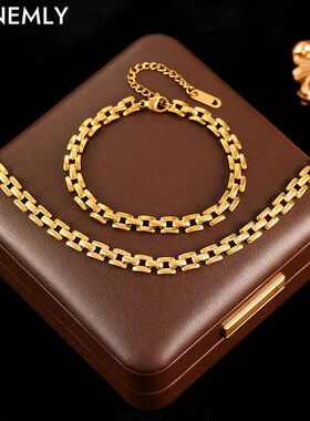 GANEMLY 316L Stainless Steel Geometric Necklace Bracelets