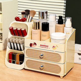 化妆品收纳盒梳妆台护肤品面膜大容量分区置物架桌面立式化妆刷桶