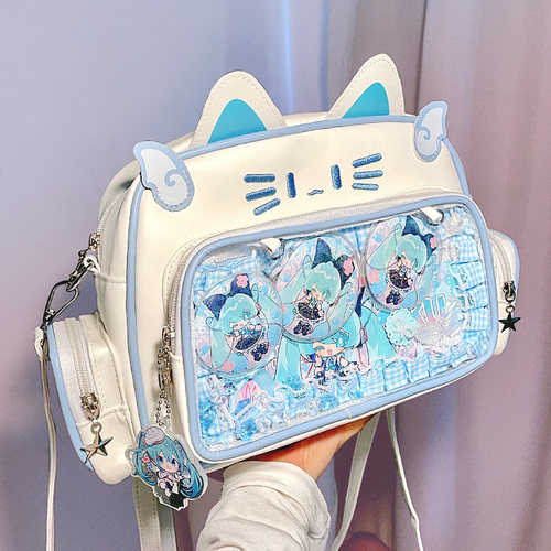 小猫痛包斜挎透明多层大容量