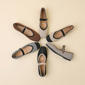 2025新款 跨境一字拌带飞织玛丽珍单鞋 编织鞋 日系王妃鞋 平底单鞋 女