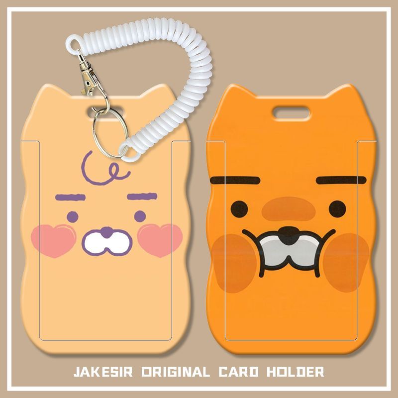 kakao可爱卡通学生滑盖猫耳朵卡套饭卡公交身份证件保护套弹簧绳