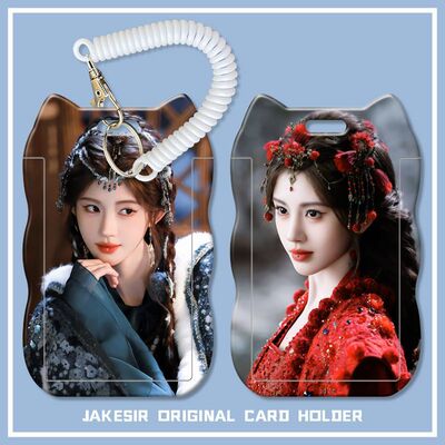 月鳞绮纪鞠婧祎学生滑盖猫耳朵卡套饭卡水卡公交身份证套弹簧绳