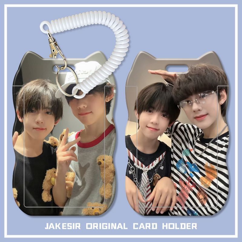 TEAMBOYS张嘉懿孔鑫学生滑盖猫耳朵卡套饭卡公交身份证套弹簧绳