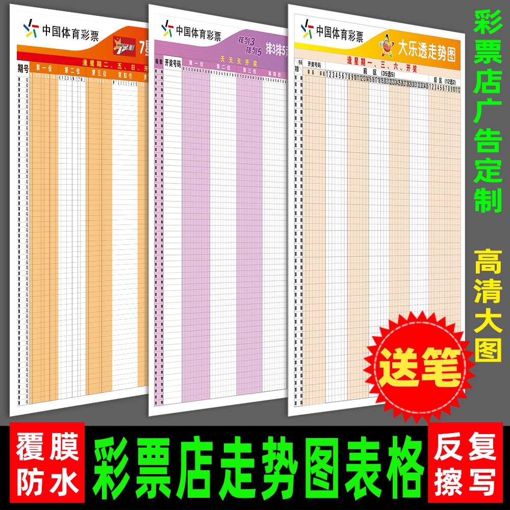 大乐透3D双色球11选5表格走势图海报体育彩票用品宣传广告画墙贴