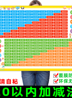 一年级20以内加减法口诀表挂图墙贴10十以内加法减法乘法儿童口算