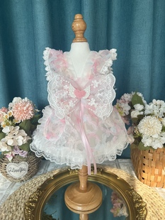 薄款 宠物狗衣服夏季 吊带裙粉色纱裙防掉毛猫咪粉色公主裙手工制作