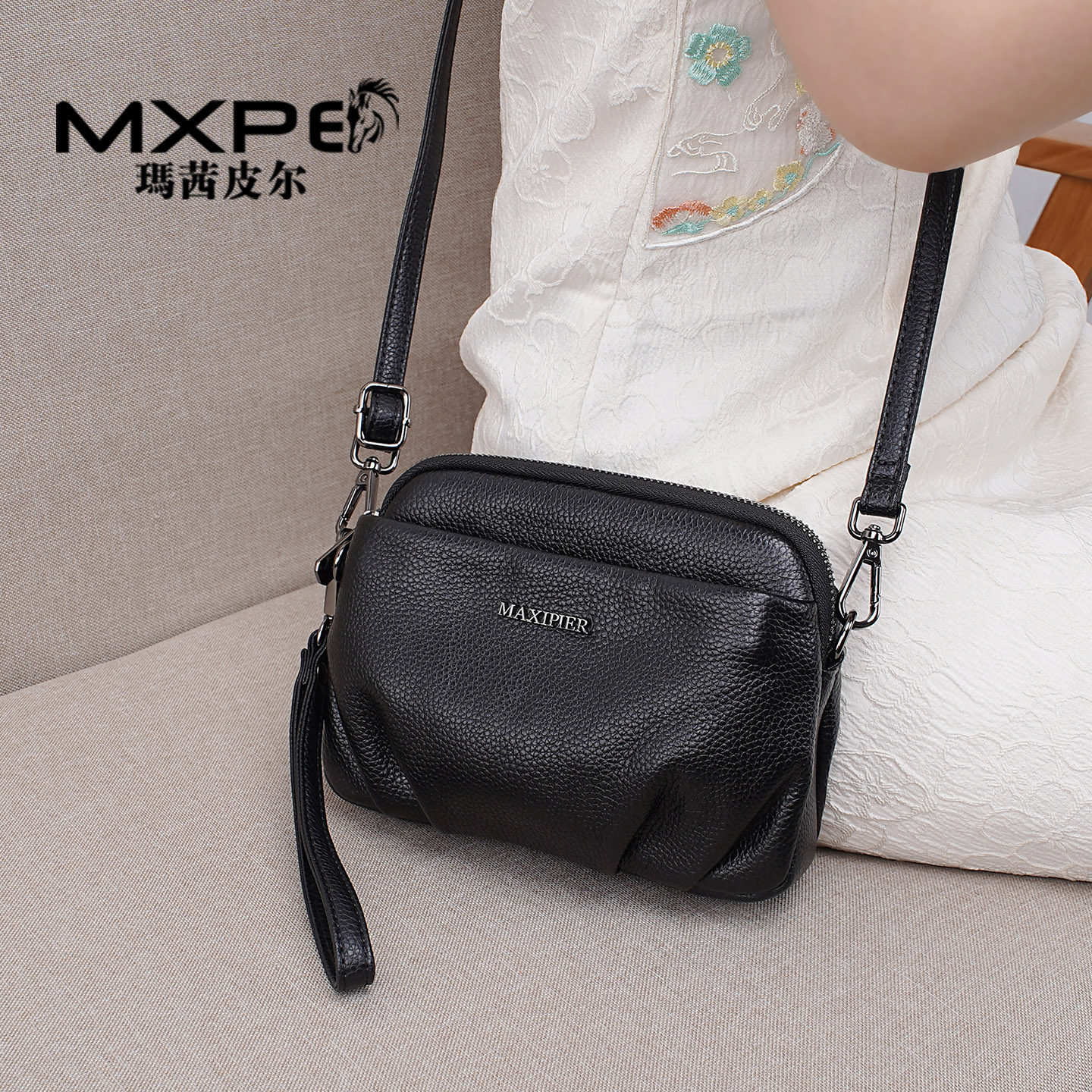 真皮手包女士简约三层零钱包妈妈贝壳手机包头层牛皮软皮手拿小包