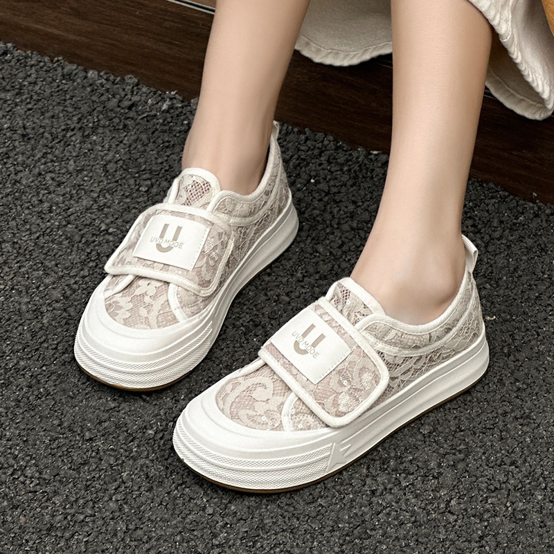 嘉俪多女鞋韩版休闲鞋蕾丝布
