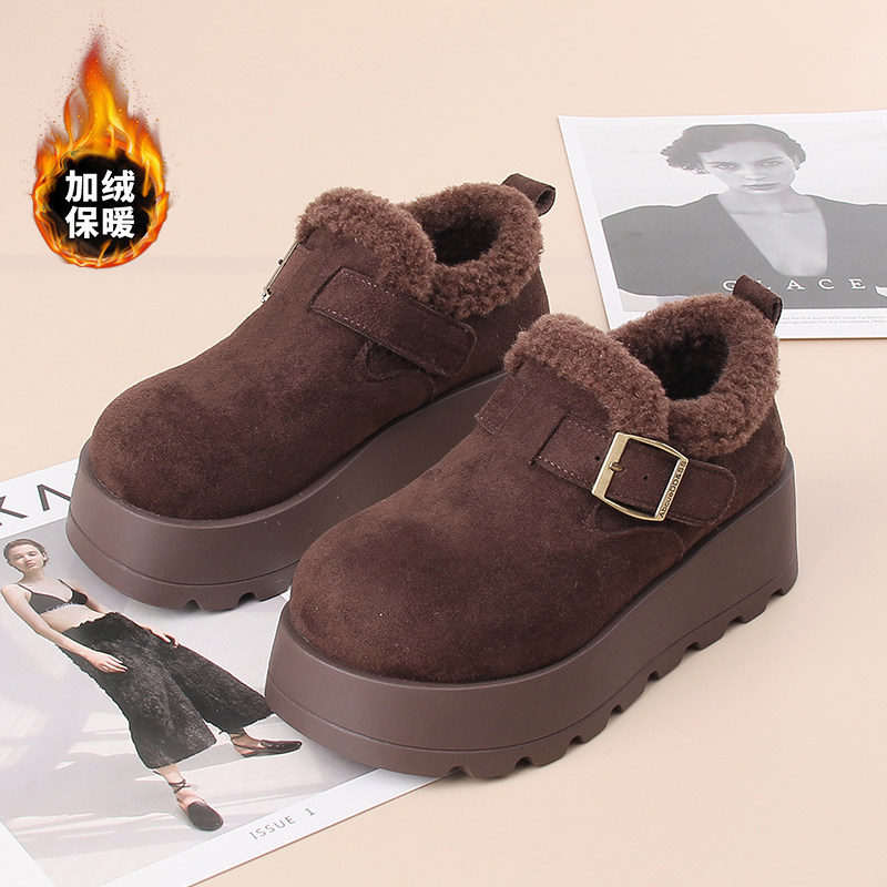 嘉俪多女欧美勃肯懒人磨砂冬季加绒厚底圆头魔术贴2025新款舒适,女鞋,勃肯鞋/软木鞋,淘宝优惠券,粉丝福利购,淘宝优惠卷