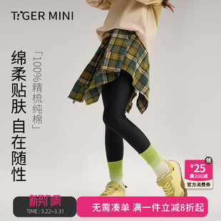 小虎宝儿纯棉格子裙女童户外运动裙子2026新款不规则裙儿童半身裙