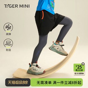 小虎宝儿男童打底裤假两件短裤运动2026新款儿童裤子春夏训练长裤