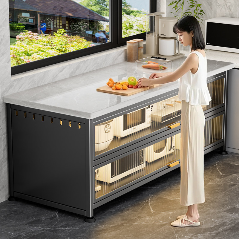 厨房置物架落地多层岩板多功能餐边收纳柜工作台微波炉储物柜橱柜,厨房/烹饪用具,厨房置物架/置物柜/角架,淘宝优惠券,粉丝福利购,淘宝优惠卷