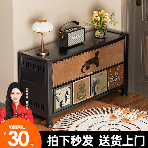 复古钢制鞋柜大容量中古风