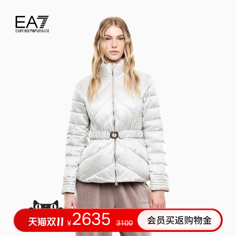 EMPORIO ARMANI/阿玛尼EA7/秋冬新款女连帽绗缝收腰短款棉服外套