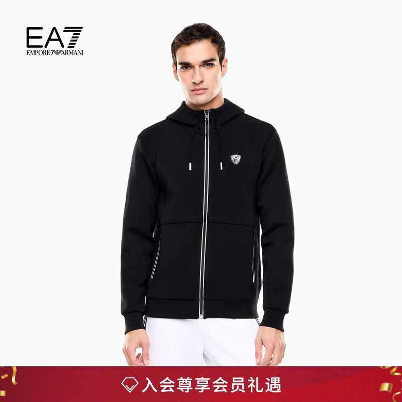 阿玛尼/EA7男士连帽重磅卫衣外套