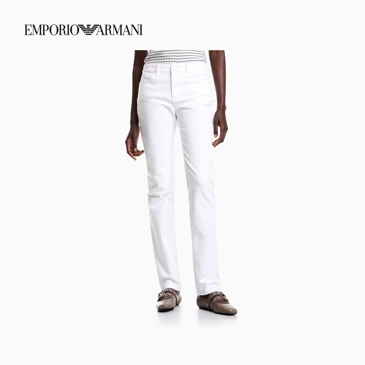 EMPORIO ARMANI/阿玛尼26年春夏新款女士紧身水洗微弹中腰牛仔裤