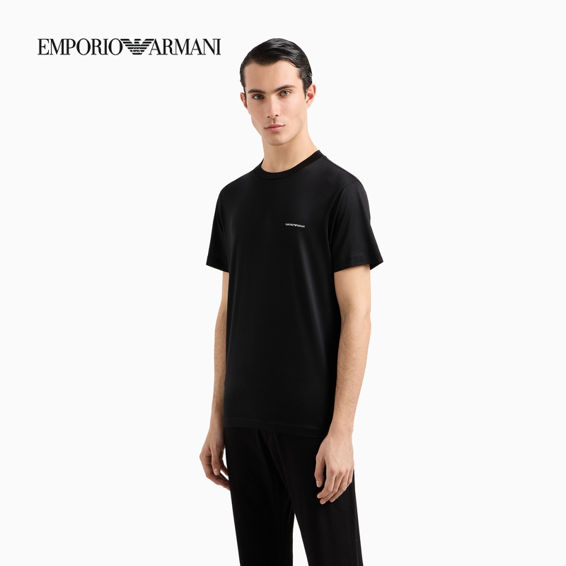 阿玛尼男女莱赛尔短袖纯色T恤
