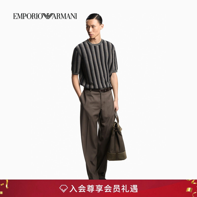 阿玛尼男士纯棉圆领短袖针织衫