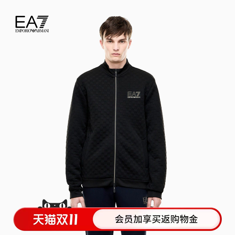EMPORIO ARMANI/阿玛尼EA7/秋冬新款男立领拉链提花卫衣夹克外套