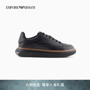 新款 EMPORIO 阿瑪尼秋季 男牛皮剖層革綁帶厚底休閑運(yùn)動(dòng)鞋 ARMANI