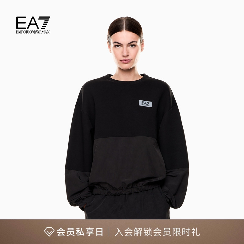 EA7/阿玛尼女士宽松重磅圆领卫衣