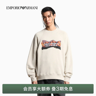 男士 阿玛尼26年春夏新款 纯棉圆领印花卫衣官方 ARMANI EMPORIO