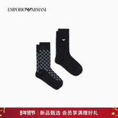 ARMANI 两双装 阿玛尼26春季 EMPORIO 新款 男士 撞色提花中筒袜套装