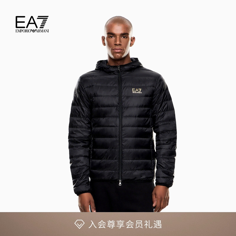 EA7/阿玛尼男士连帽拉链羽绒服