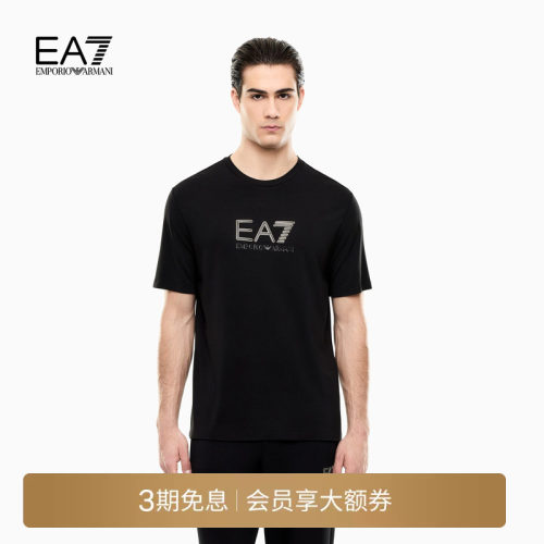 EA7/阿玛尼男士圆领短袖正肩T恤