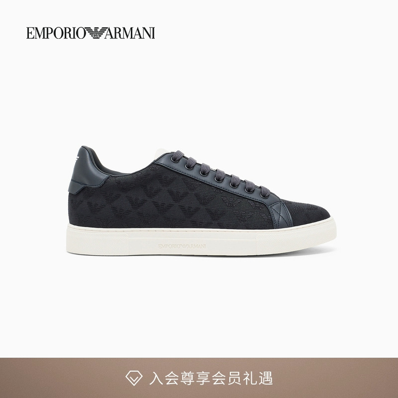 阿玛尼男士低帮提花运动休闲鞋