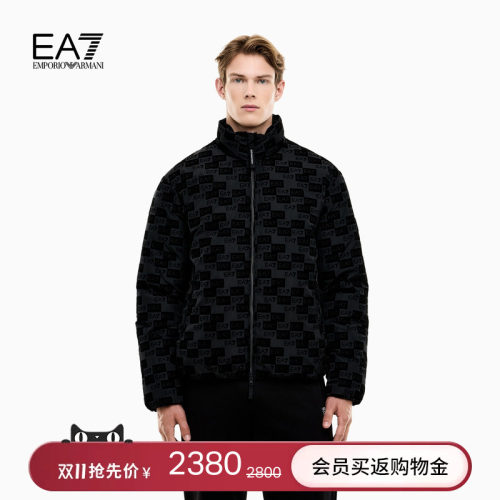 EA7/阿玛尼男士立领短款印花棉服