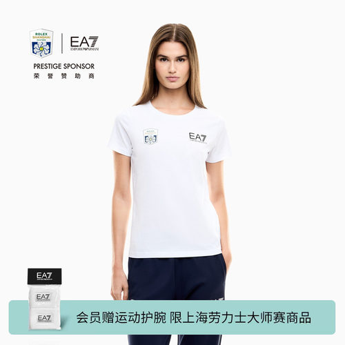 EA7/阿玛尼女士圆领短袖印花T恤