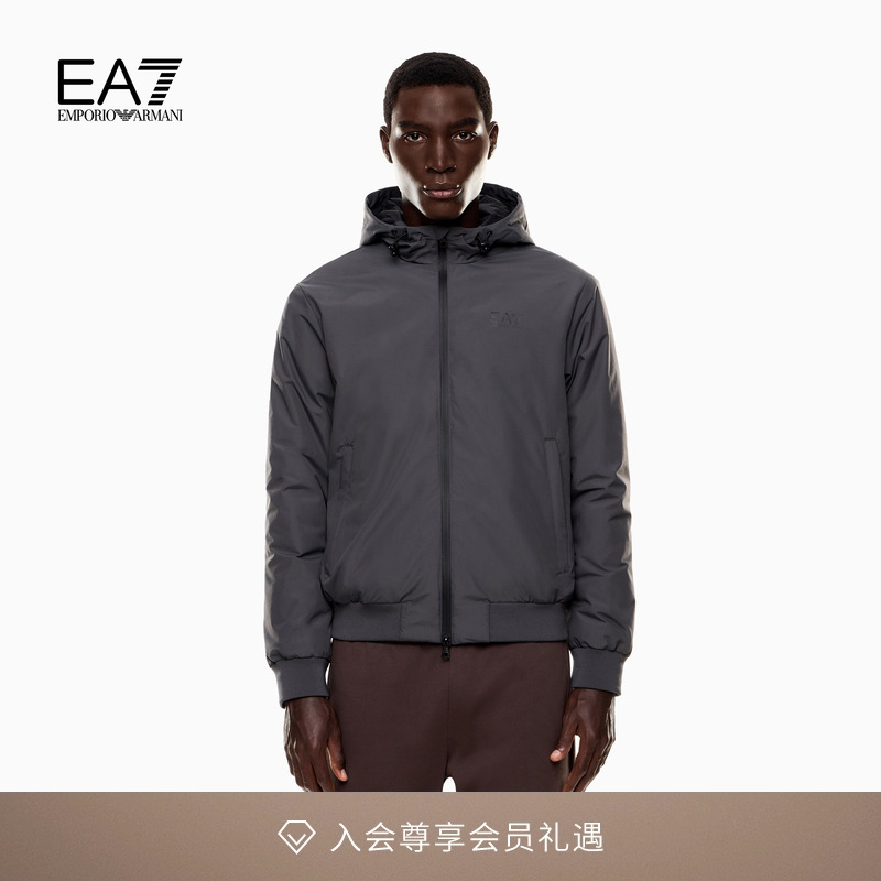 EA7/阿玛尼男士连帽拉链运动棉服