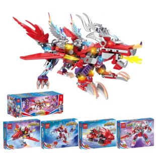 男孩儿童益智玩具礼物四合一组装 拼装 积木模型机甲小颗粒拼插组装