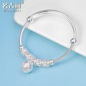 铃铛足银镯子时尚 999纯银手镯女款 捕梦网红宫铃个性 复古简约手环