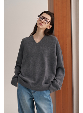 MAISON CECILE五色/高克重V领羊毛针织慵懒大毛线衣秋冬上衣毛衣