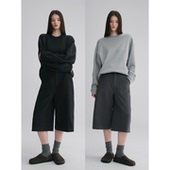 MAISON 羊毛毛呢复古随性时髦显比例六分阔腿中裤 CECILE 四色