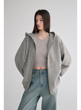 MAISON CECILE 四色/秋冬羊毛厚织宽松极简廓形连帽卫衣外套开衫