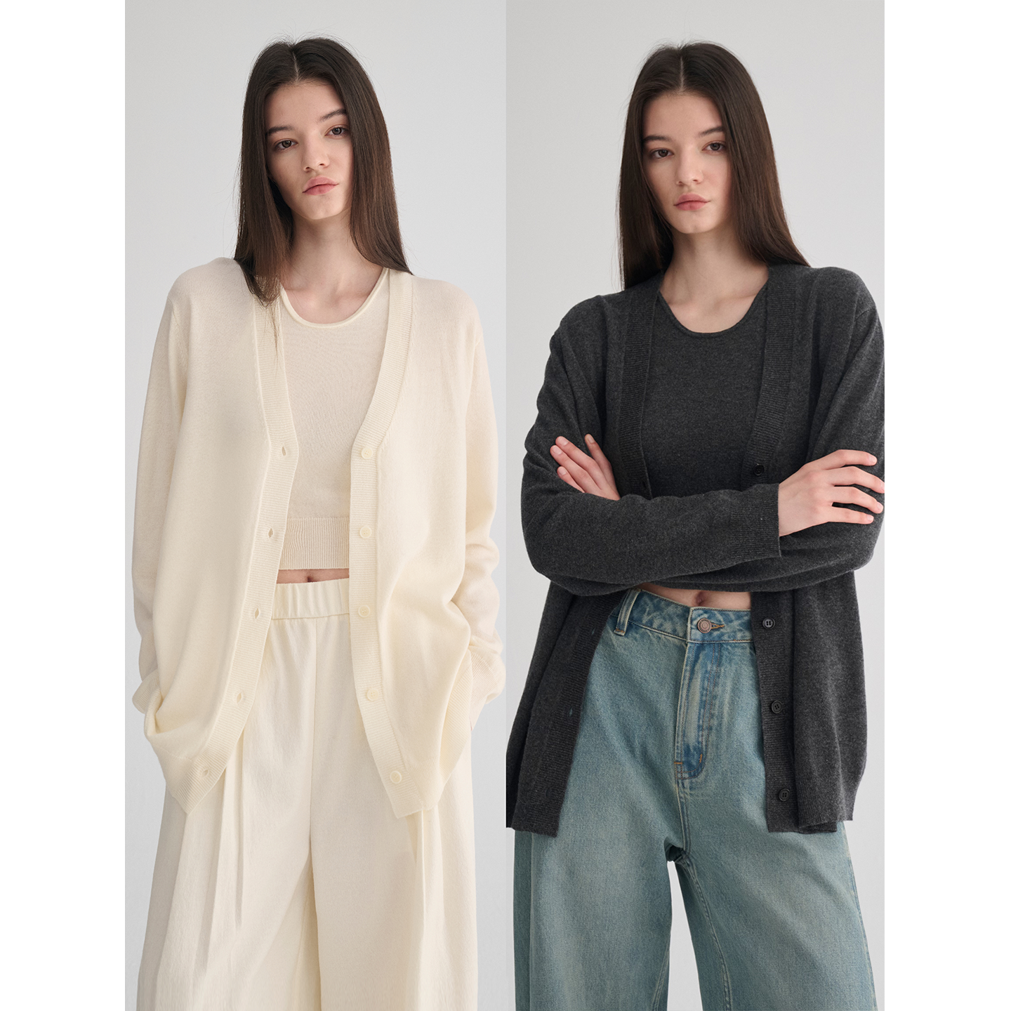 MAISON CECILE 五色/羊绒羊毛蓬松软糯松弛感V领百搭针织开衫