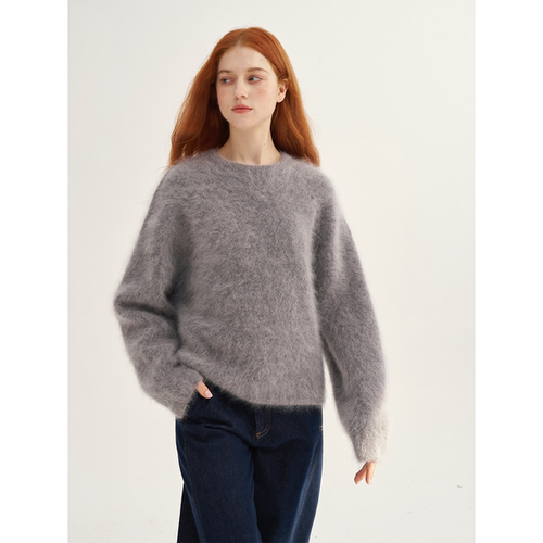 MAISON CECILE浅灰/黑色重磅升级加厚软糯保暖幼年马海毛毛衣