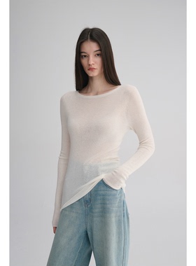 MAISON CECILE 两色|桑蚕丝羊绒亲肤软糯一字领修身针织打底衫