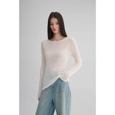 MAISON CECILE 两色|桑蚕丝羊绒亲肤软糯一字领修身针织打底衫