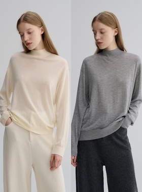 MAISON CECILE 四色|松弛感羊毛混纺极简半高领软糯针织打底上衣