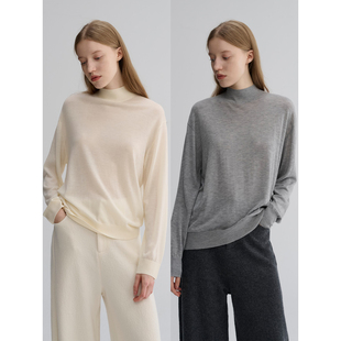 MAISON CECILE 四色|松弛感羊毛混纺极简半高领软糯针织打底上衣
