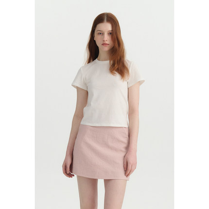 MAISON CECILE极简四色百搭显比例亚麻A字防走光短裙