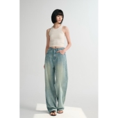 MAISON 重磅复古宽松男友风阔腿牛仔裤 CECILE 做旧水洗