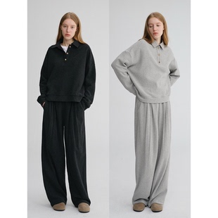 松紧腰阔腿神裤 MAISON 含羊毛舒适运动风polo领上衣 两色 CECILE