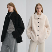 两色 MAISON CECILE 加厚羊羔毛复古保暖可立领秋冬百搭廓形外套